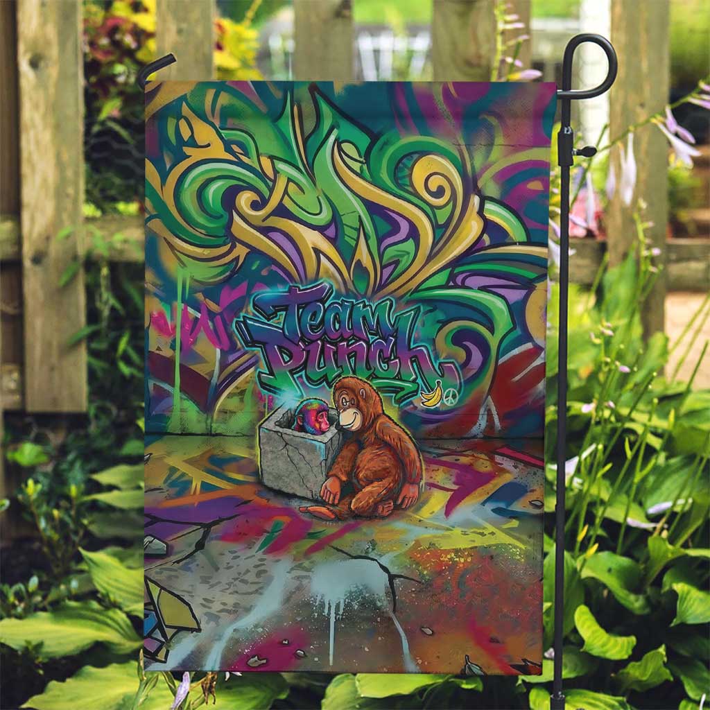Team Punch The Monkey Garden Flag Baby Monkey Stay Strong Graffiti Style