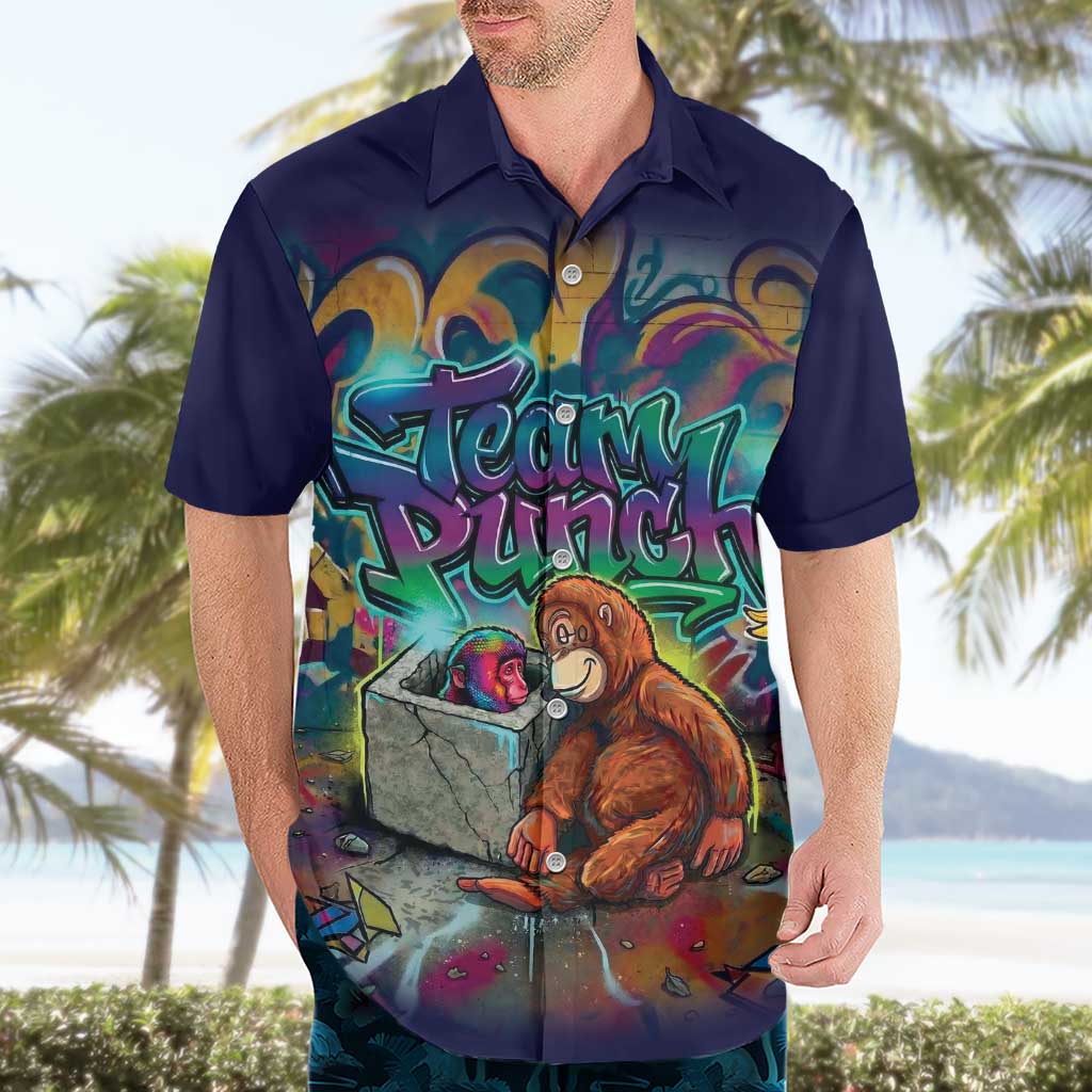 Team Punch The Monkey Hawaiian Shirt Baby Monkey Stay Strong Graffiti Style