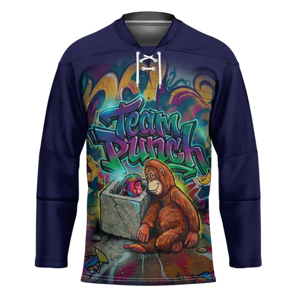 Team Punch The Monkey Hockey Jersey Baby Monkey Stay Strong Graffiti Style