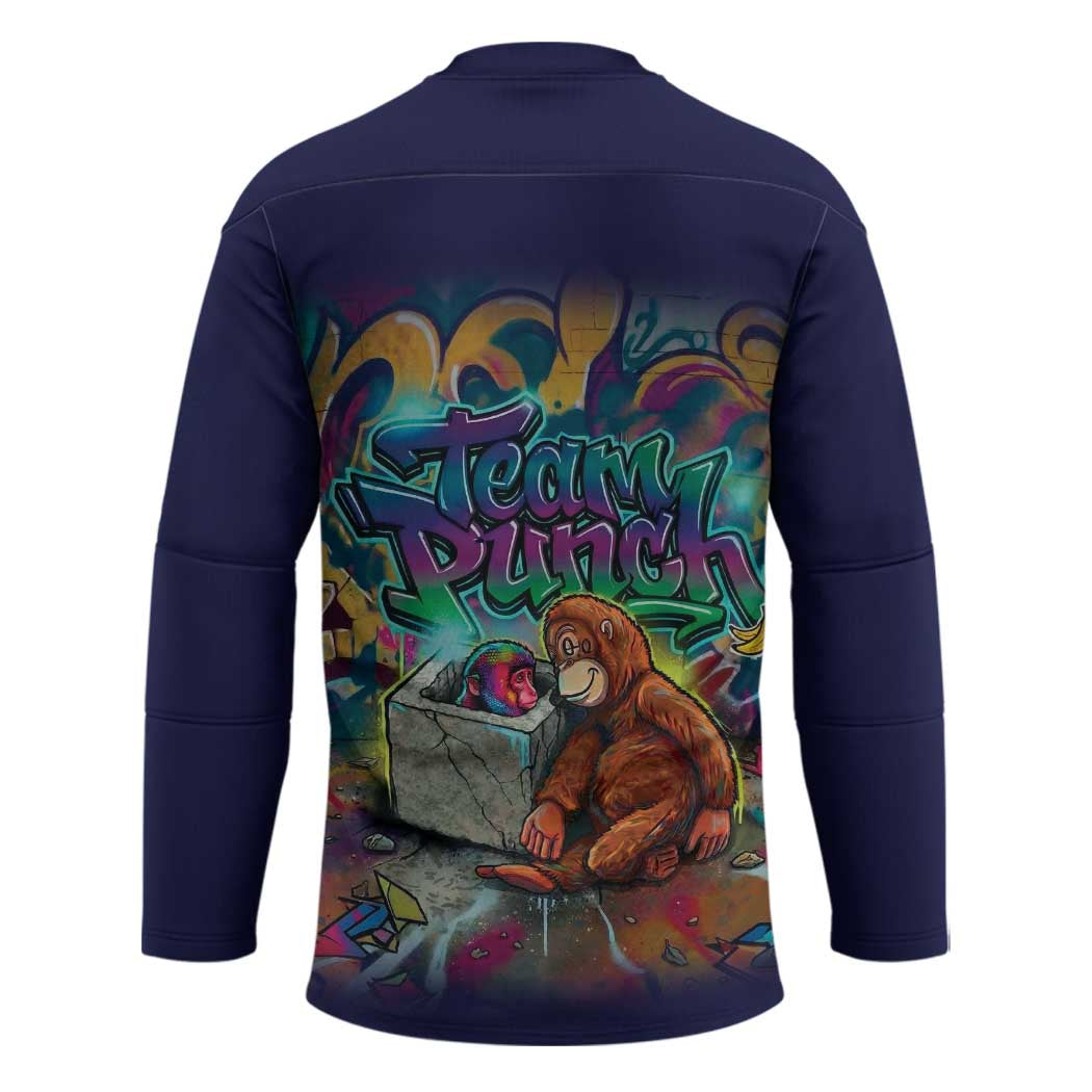 Team Punch The Monkey Hockey Jersey Baby Monkey Stay Strong Graffiti Style