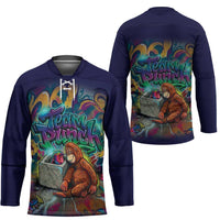 Team Punch The Monkey Hockey Jersey Baby Monkey Stay Strong Graffiti Style