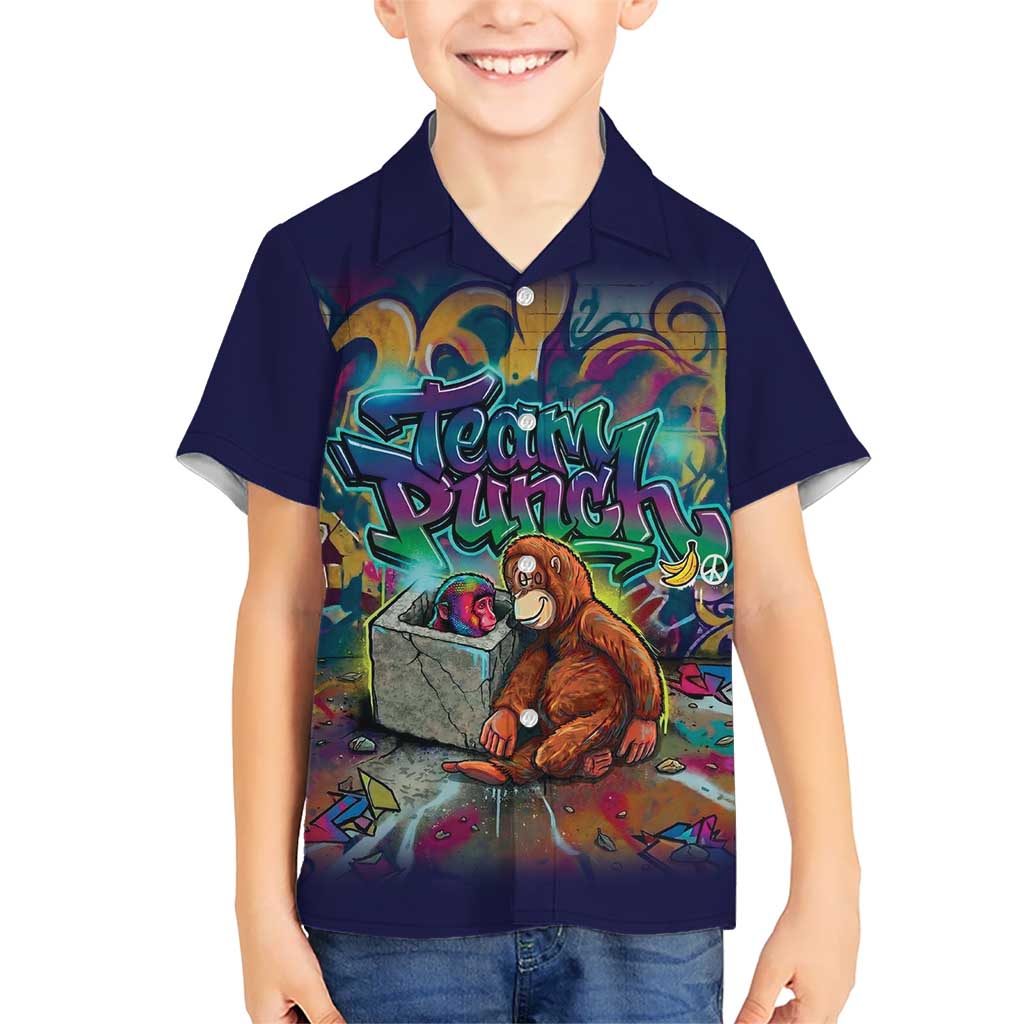 Team Punch The Monkey Kid Hawaiian Shirt Baby Monkey Stay Strong Graffiti Style