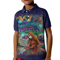 Team Punch The Monkey Kid Polo Shirt Baby Monkey Stay Strong Graffiti Style