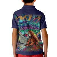 Team Punch The Monkey Kid Polo Shirt Baby Monkey Stay Strong Graffiti Style