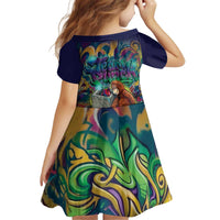 Team Punch The Monkey Kid Short Sleeve Dress Baby Monkey Stay Strong Graffiti Style