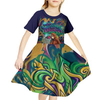 Team Punch The Monkey Kid Short Sleeve Dress Baby Monkey Stay Strong Graffiti Style