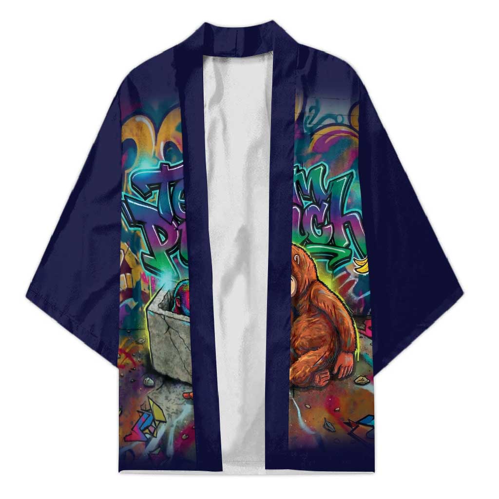 Team Punch The Monkey Kimono Baby Monkey Stay Strong Graffiti Style