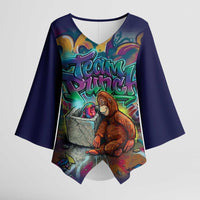 Team Punch The Monkey Kimono Sleeve Blouse Baby Monkey Stay Strong Graffiti Style