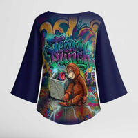 Team Punch The Monkey Kimono Sleeve Blouse Baby Monkey Stay Strong Graffiti Style