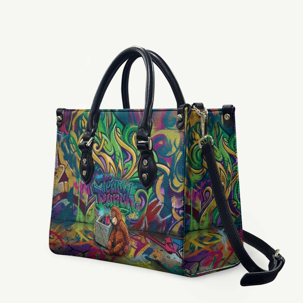 Team Punch The Monkey Leather Bag Baby Monkey Stay Strong Graffiti Style