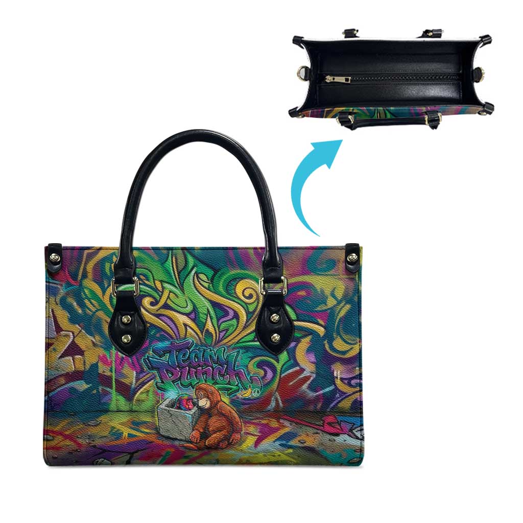 Team Punch The Monkey Leather Bag Baby Monkey Stay Strong Graffiti Style