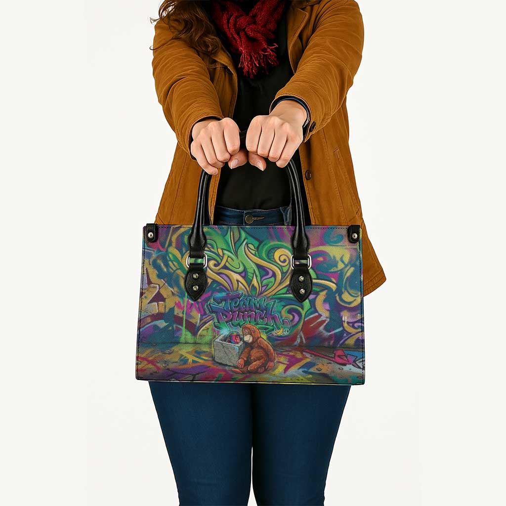 Team Punch The Monkey Leather Bag Baby Monkey Stay Strong Graffiti Style
