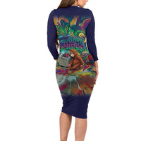 Team Punch The Monkey Long Sleeve Bodycon Dress Baby Monkey Stay Strong Graffiti Style