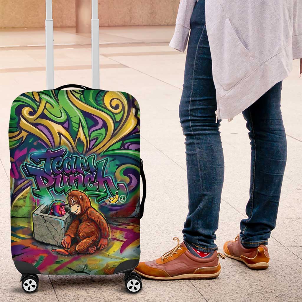 Team Punch The Monkey Luggage Cover Baby Monkey Stay Strong Graffiti Style