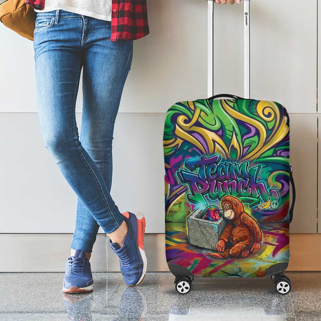 Team Punch The Monkey Luggage Cover Baby Monkey Stay Strong Graffiti Style