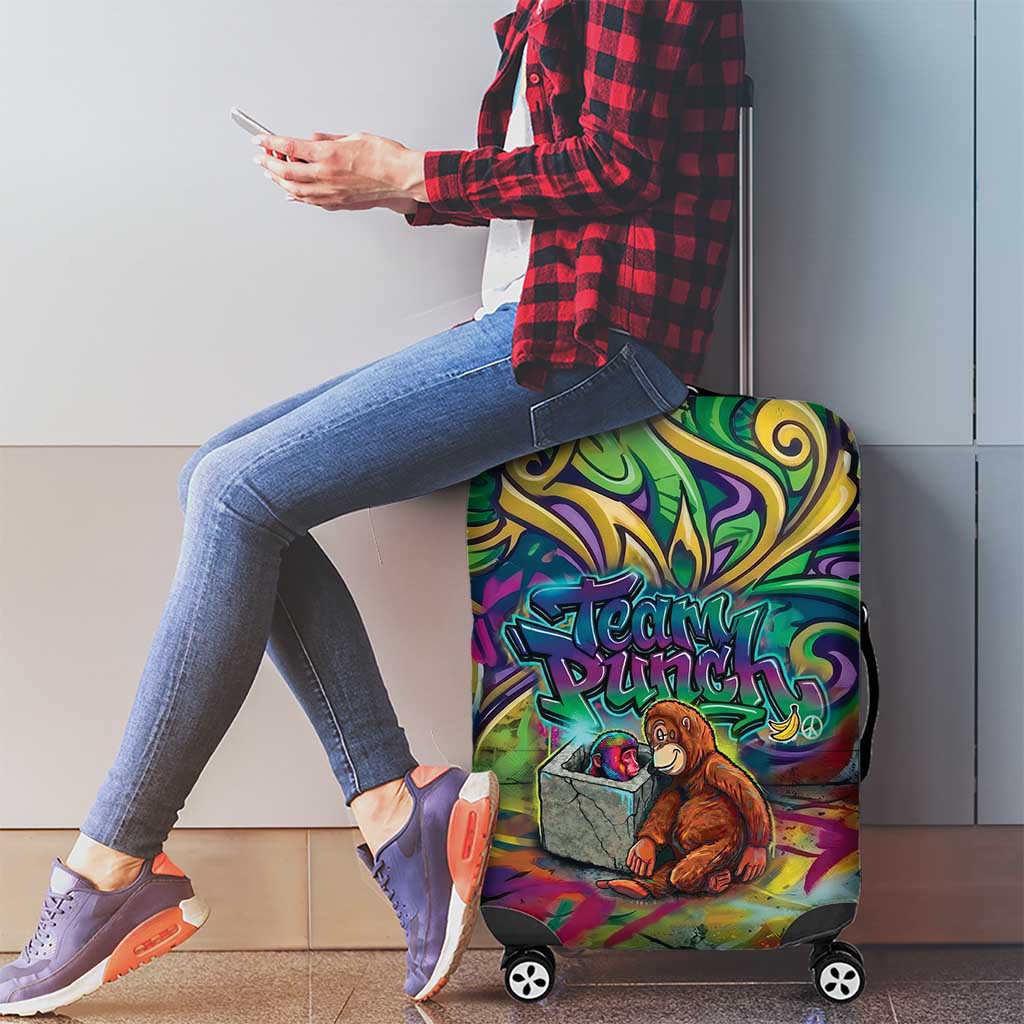 Team Punch The Monkey Luggage Cover Baby Monkey Stay Strong Graffiti Style