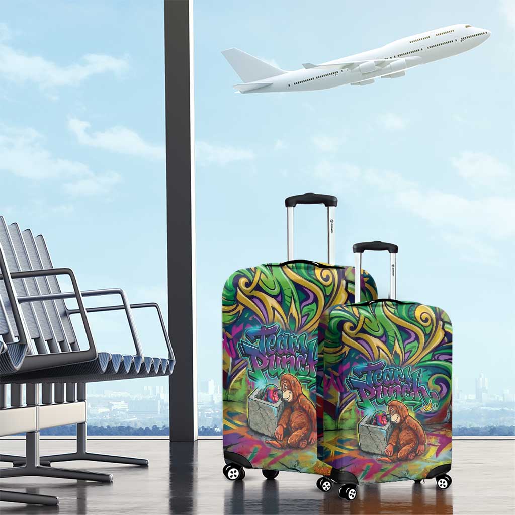 Team Punch The Monkey Luggage Cover Baby Monkey Stay Strong Graffiti Style