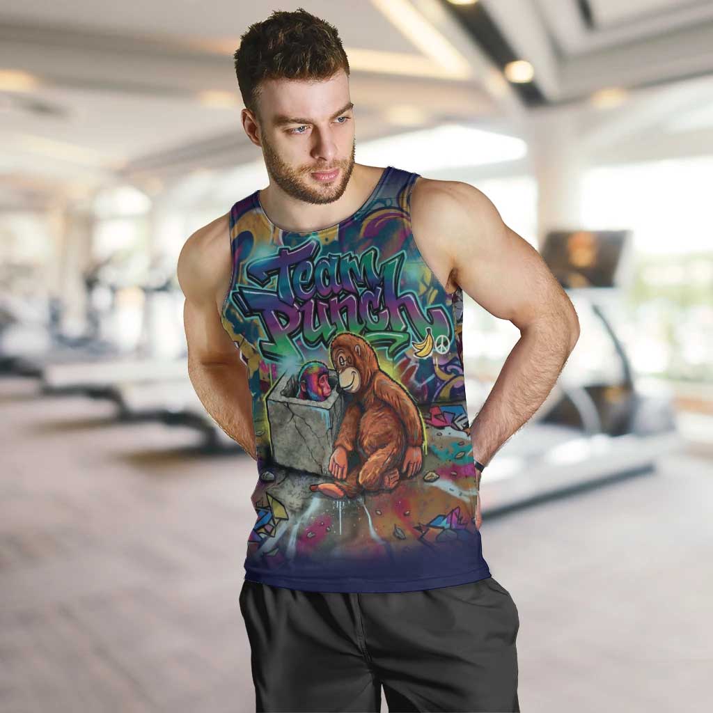 Team Punch The Monkey Men Tank Top Baby Monkey Stay Strong Graffiti Style