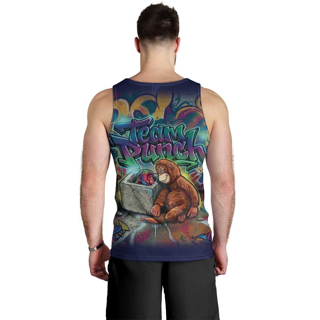 Team Punch The Monkey Men Tank Top Baby Monkey Stay Strong Graffiti Style