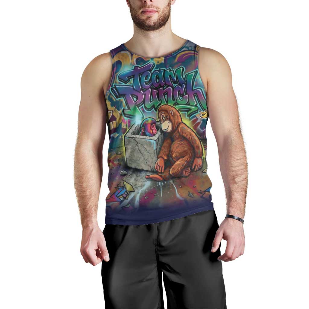 Team Punch The Monkey Men Tank Top Baby Monkey Stay Strong Graffiti Style