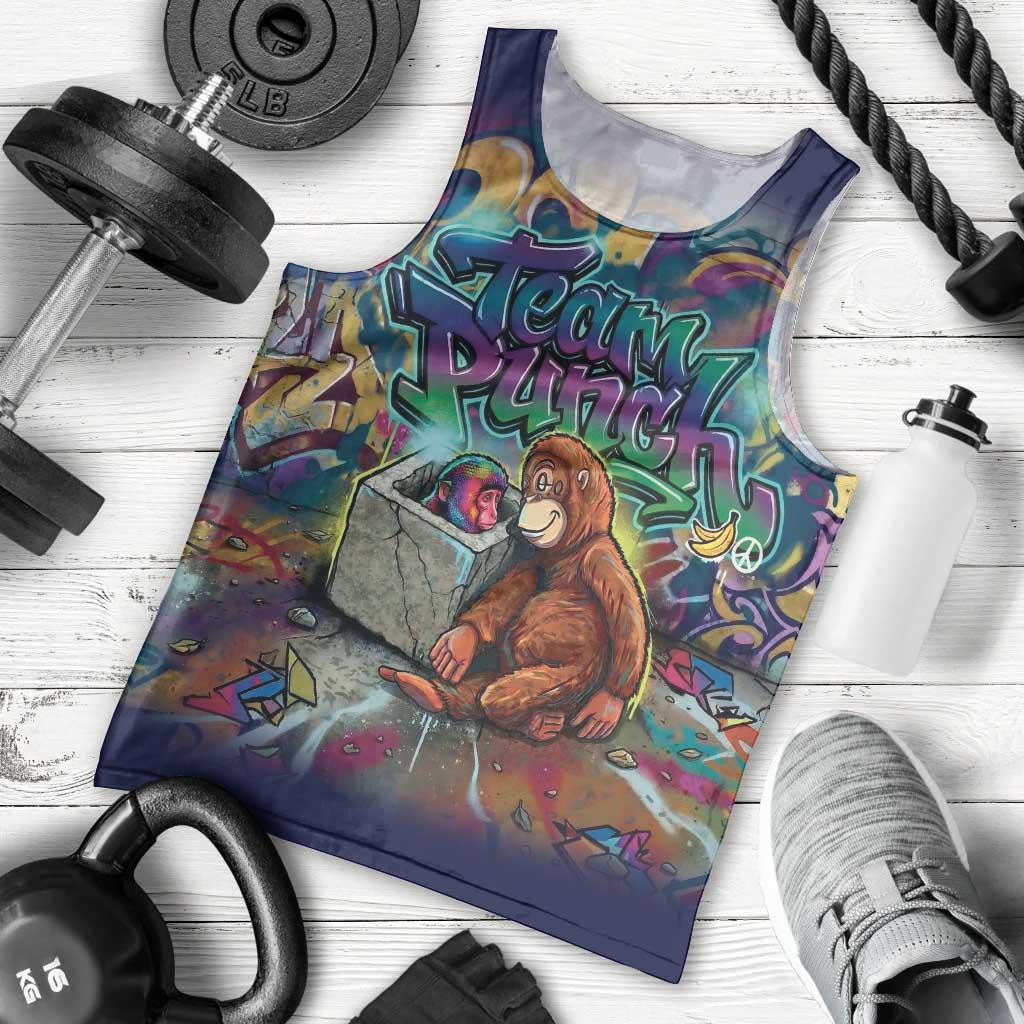 Team Punch The Monkey Men Tank Top Baby Monkey Stay Strong Graffiti Style
