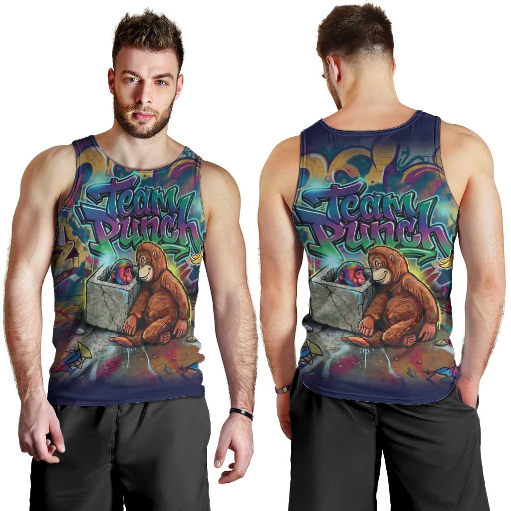 Team Punch The Monkey Men Tank Top Baby Monkey Stay Strong Graffiti Style