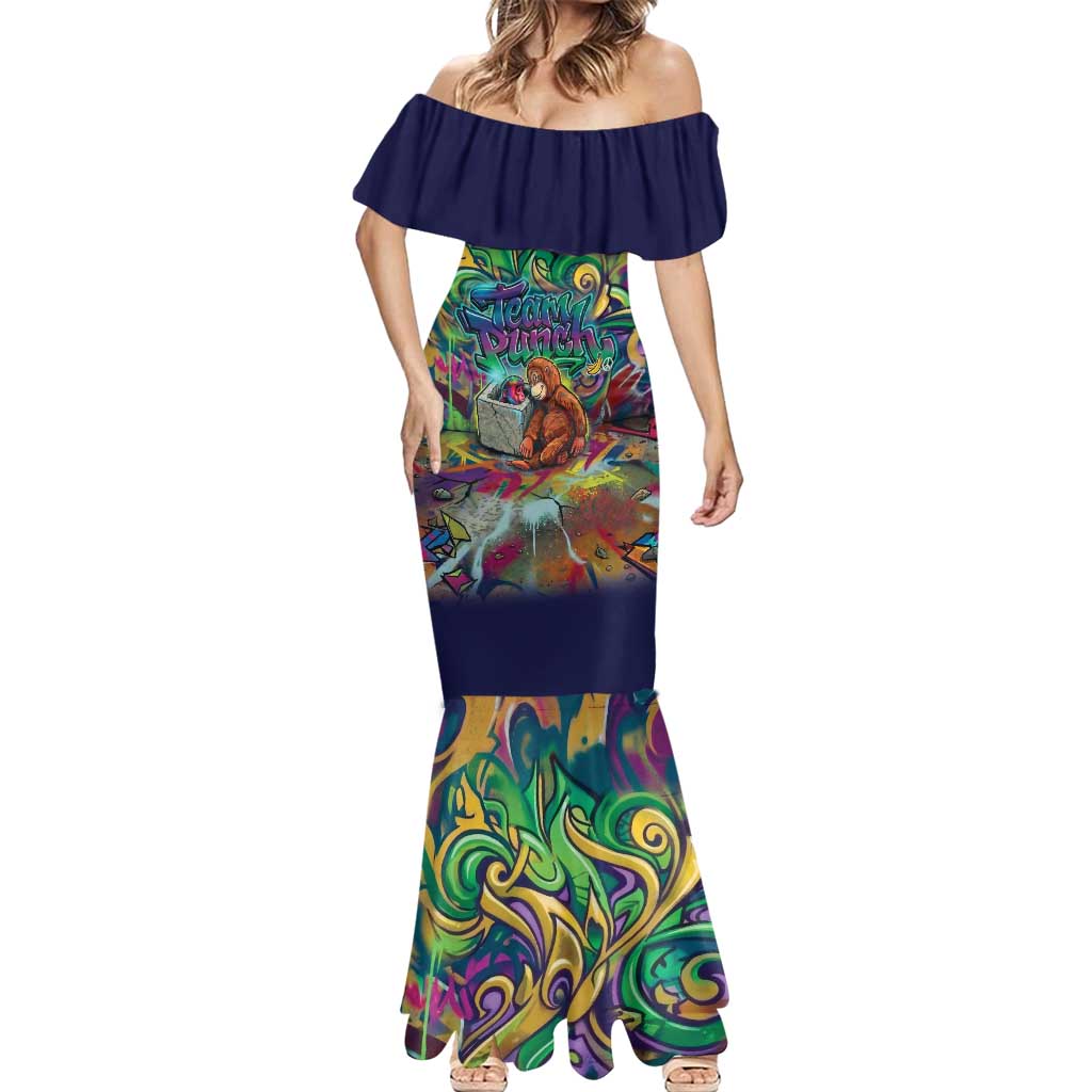 Team Punch The Monkey Mermaid Dress Baby Monkey Stay Strong Graffiti Style