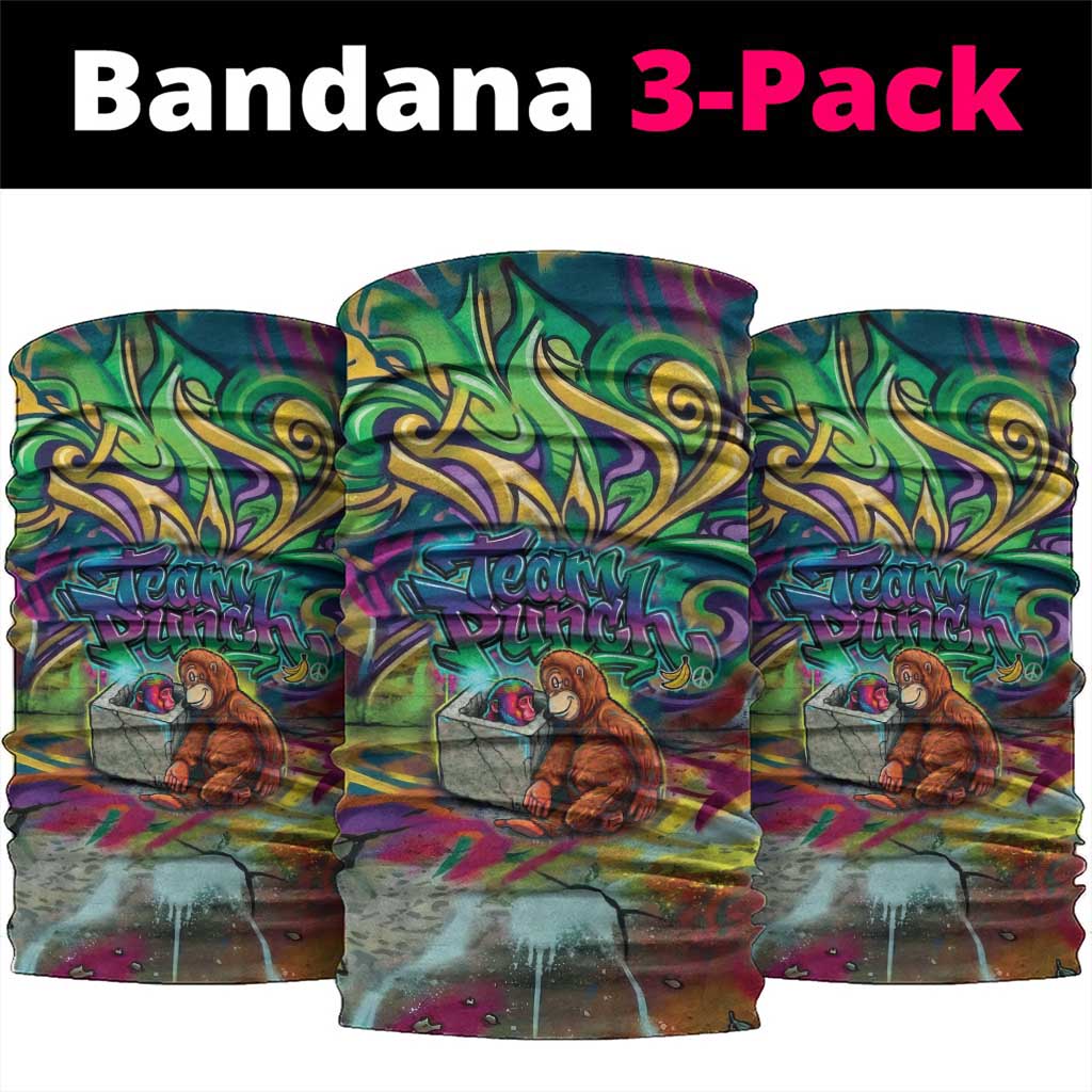 Team Punch The Monkey Neck Gaiter Baby Monkey Stay Strong Graffiti Style