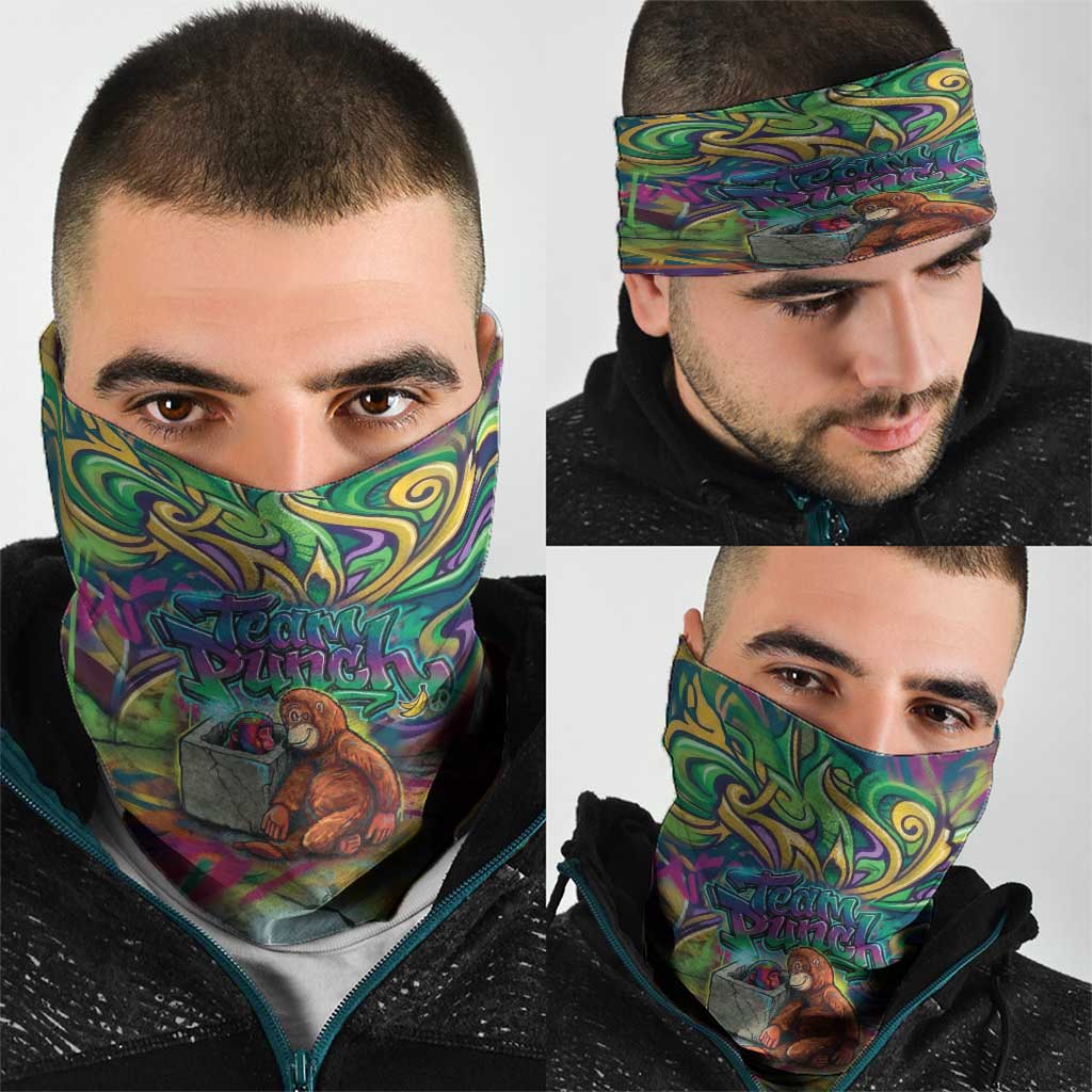 Team Punch The Monkey Neck Gaiter Baby Monkey Stay Strong Graffiti Style
