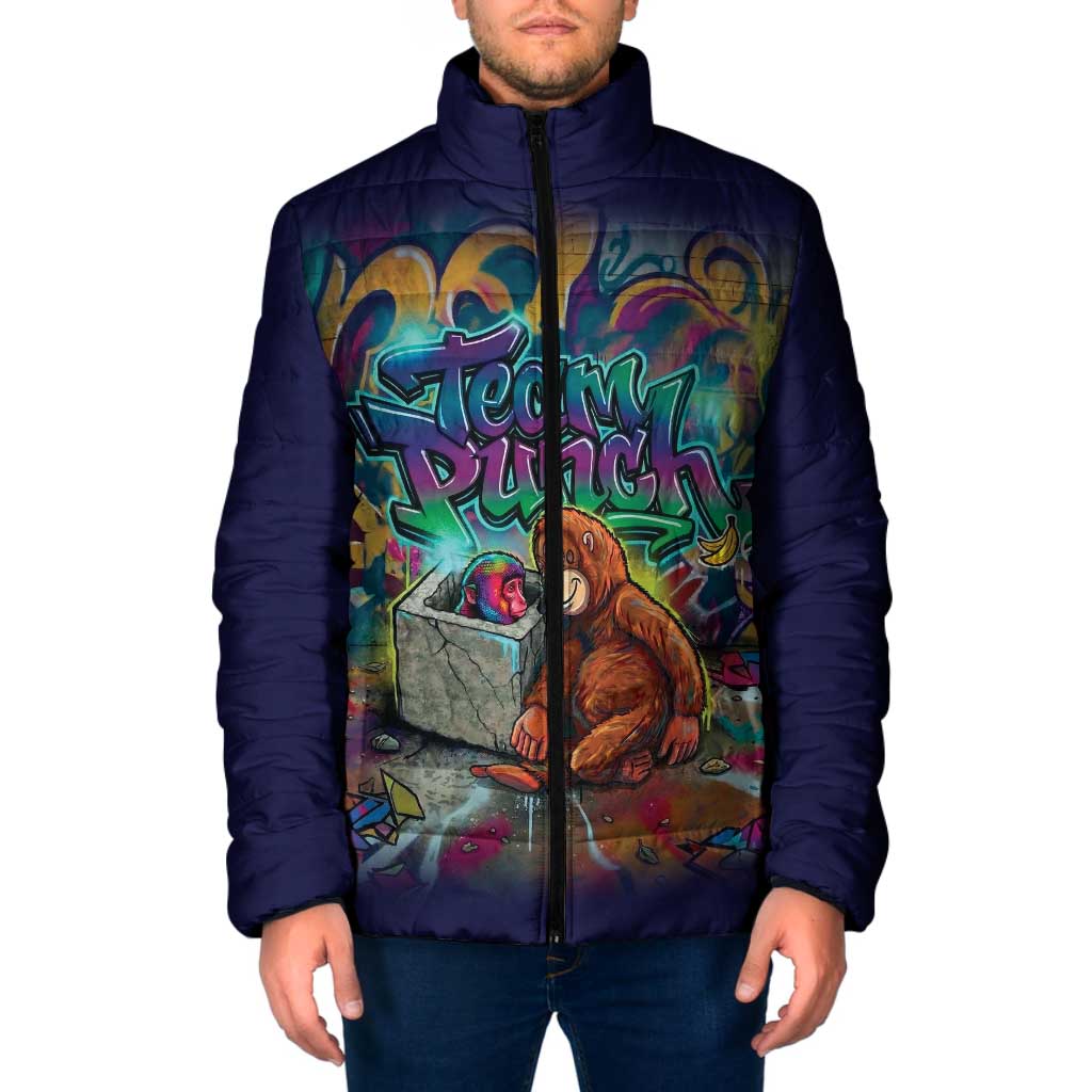 Team Punch The Monkey Padded Jacket Baby Monkey Stay Strong Graffiti Style