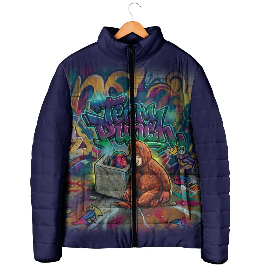 Team Punch The Monkey Padded Jacket Baby Monkey Stay Strong Graffiti Style