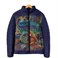 Team Punch The Monkey Padded Jacket Baby Monkey Stay Strong Graffiti Style