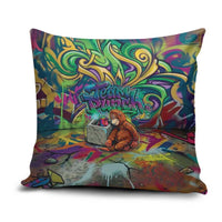 Team Punch The Monkey Pillow Cover Baby Monkey Stay Strong Graffiti Style