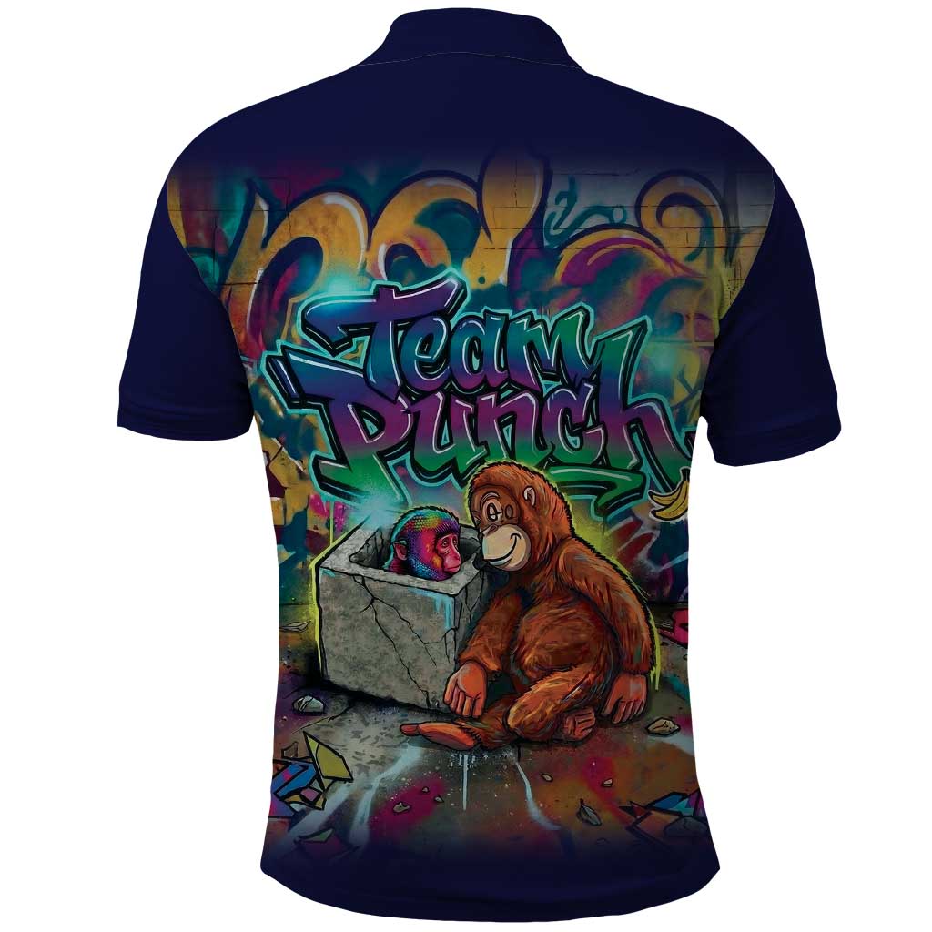 Team Punch The Monkey Polo Shirt Baby Monkey Stay Strong Graffiti Style