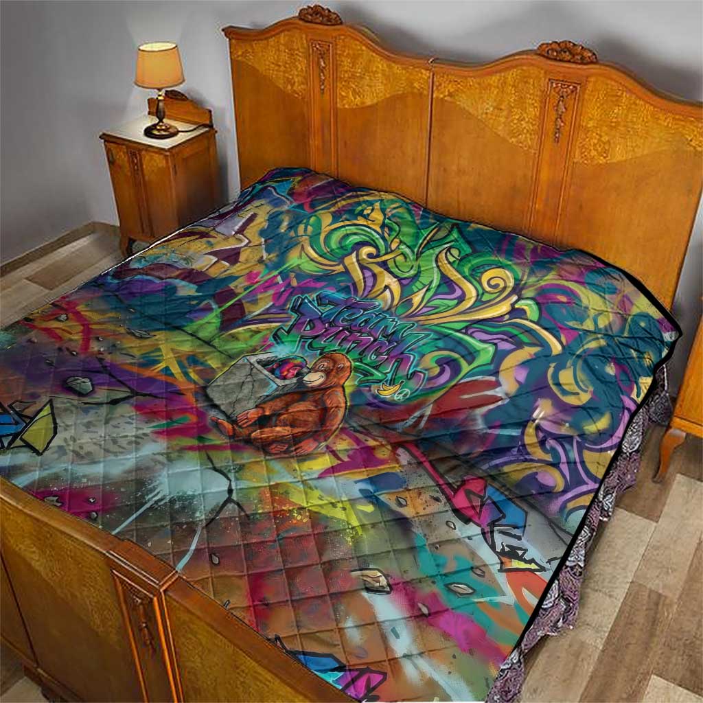 Team Punch The Monkey Quilt Baby Monkey Stay Strong Graffiti Style