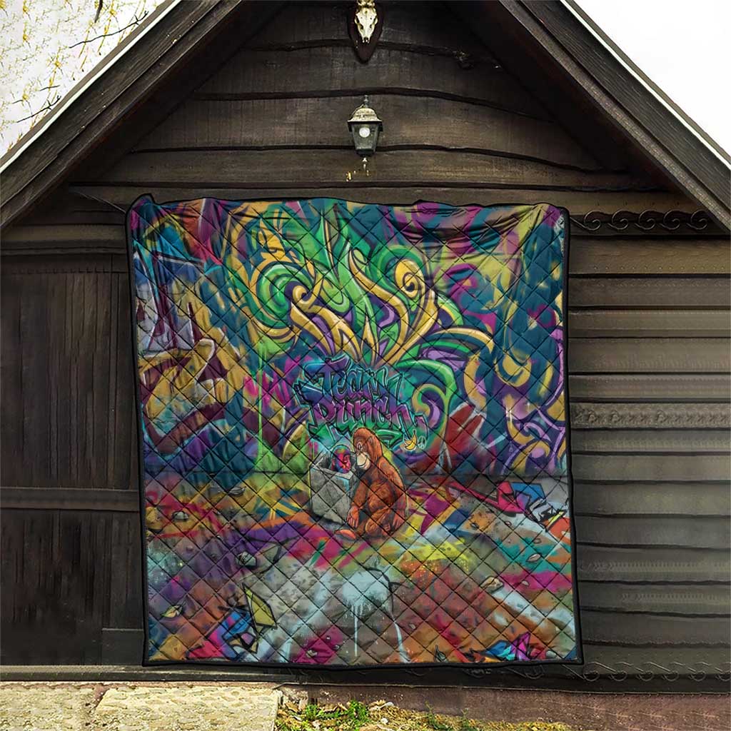 Team Punch The Monkey Quilt Baby Monkey Stay Strong Graffiti Style