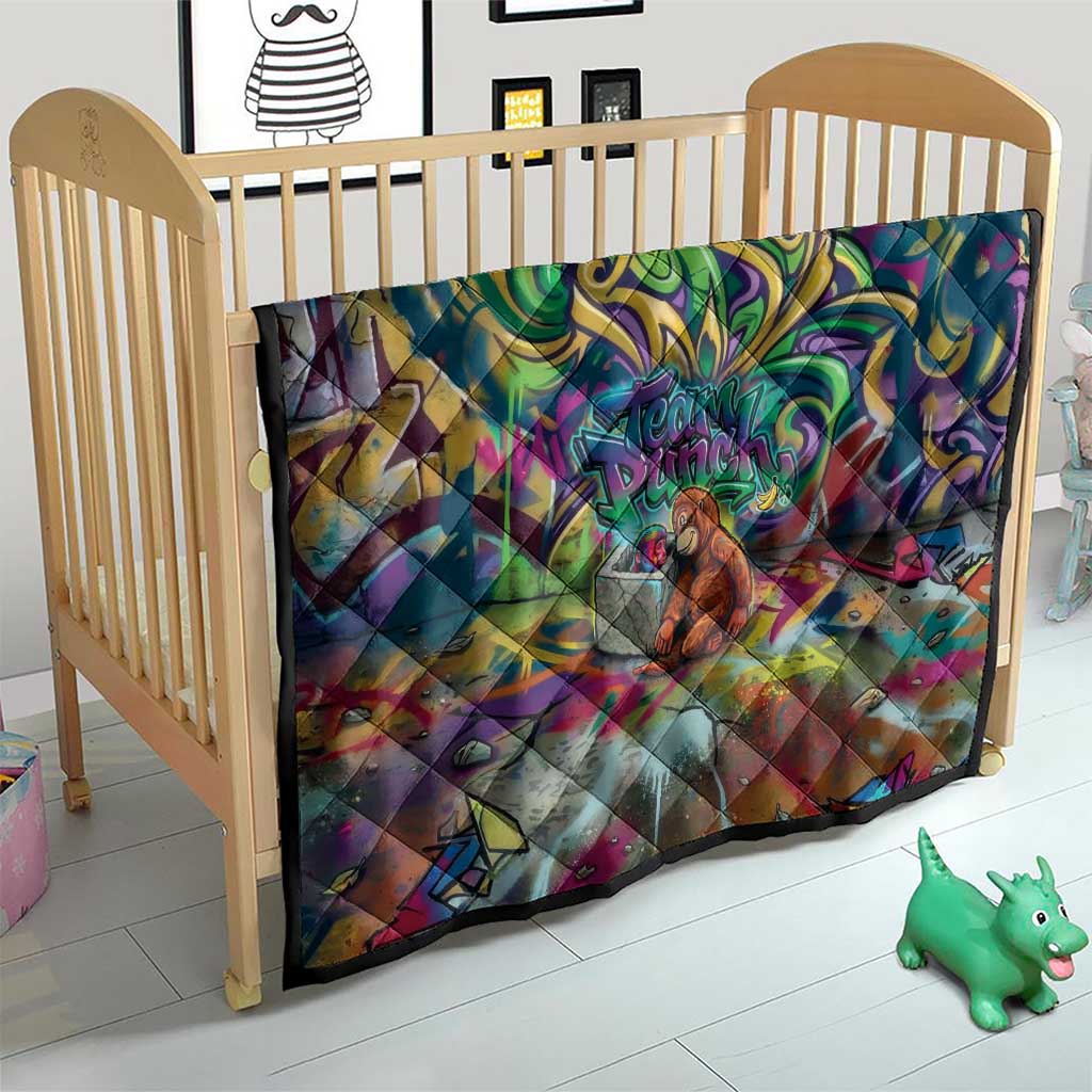 Team Punch The Monkey Quilt Baby Monkey Stay Strong Graffiti Style