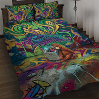 Team Punch The Monkey Quilt Bed Set Baby Monkey Stay Strong Graffiti Style