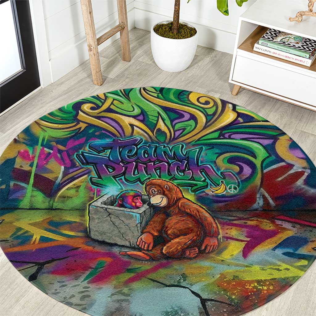 Team Punch The Monkey Round Carpet Baby Monkey Stay Strong Graffiti Style