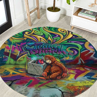 Team Punch The Monkey Round Carpet Baby Monkey Stay Strong Graffiti Style