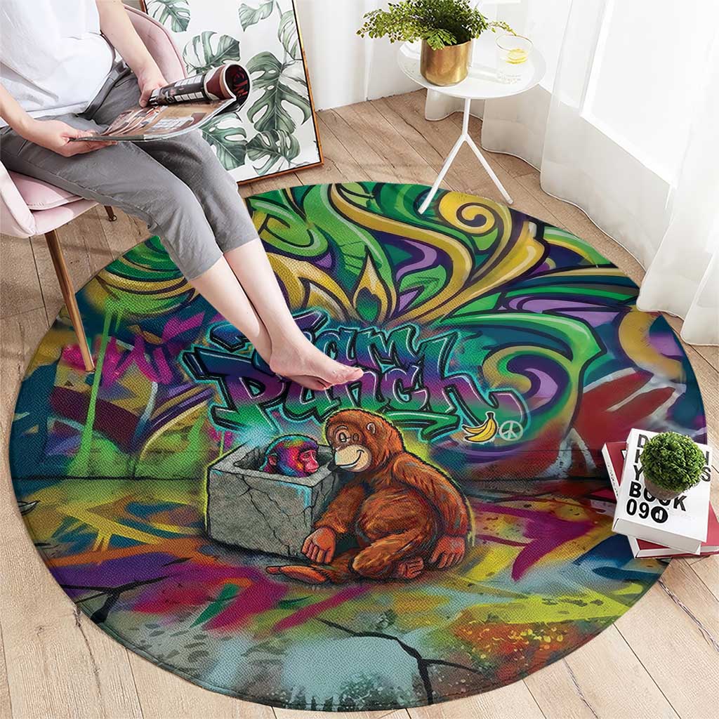 Team Punch The Monkey Round Carpet Baby Monkey Stay Strong Graffiti Style