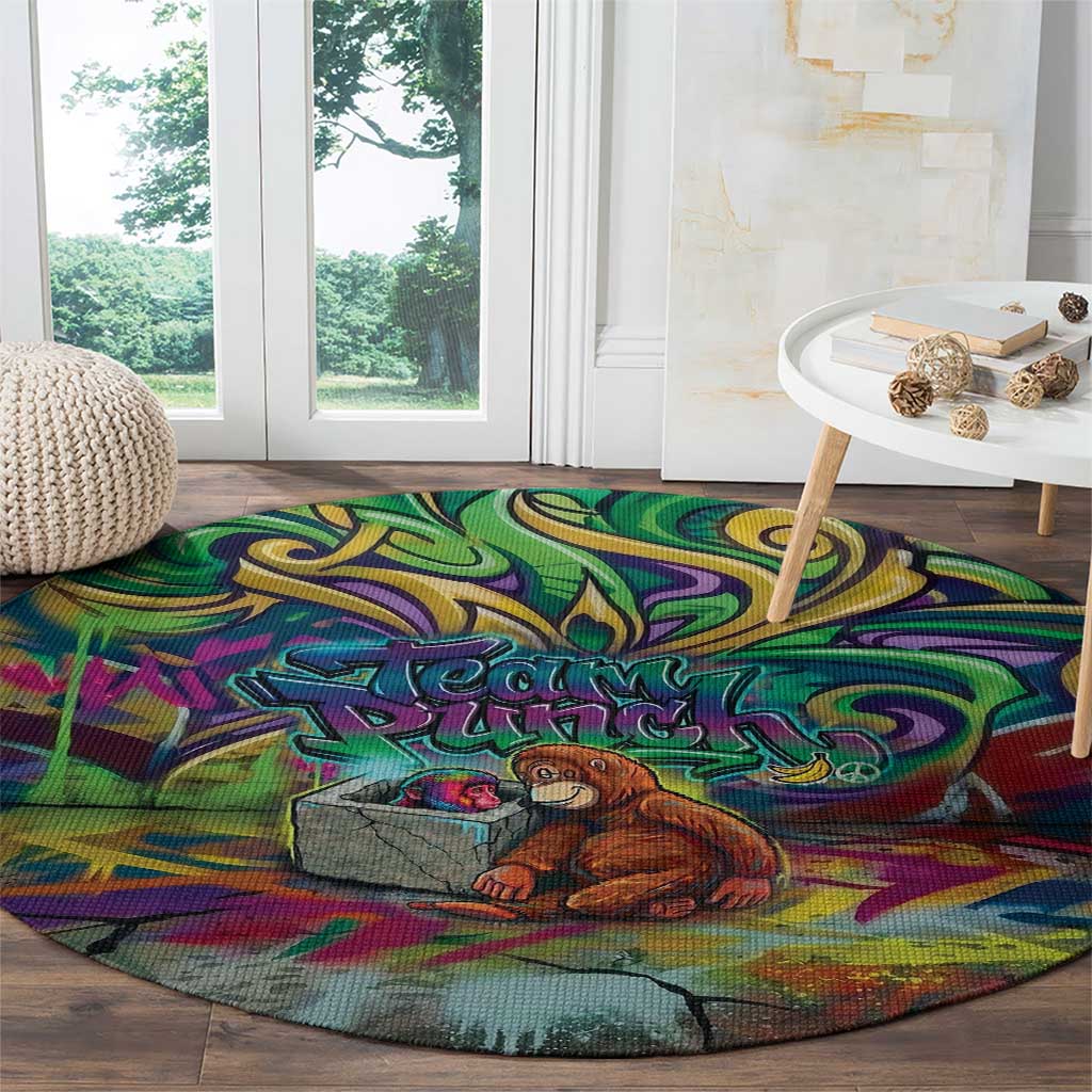 Team Punch The Monkey Round Carpet Baby Monkey Stay Strong Graffiti Style