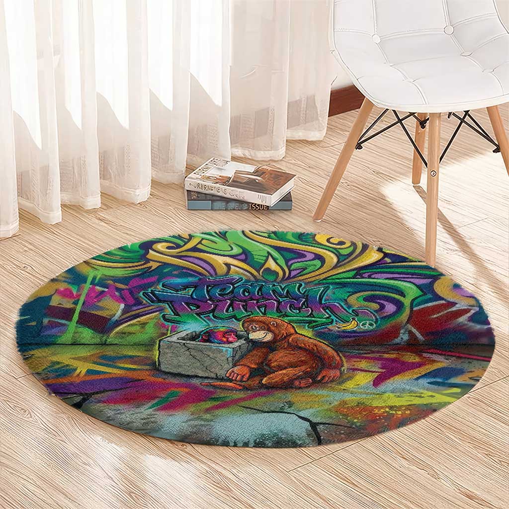Team Punch The Monkey Round Carpet Baby Monkey Stay Strong Graffiti Style
