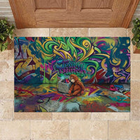 Team Punch The Monkey Rubber Doormat Baby Monkey Stay Strong Graffiti Style