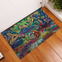 Team Punch The Monkey Rubber Doormat Baby Monkey Stay Strong Graffiti Style