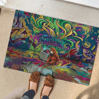 Team Punch The Monkey Rubber Doormat Baby Monkey Stay Strong Graffiti Style