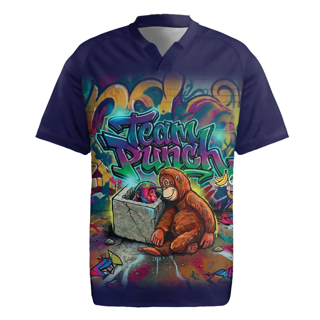 Team Punch The Monkey Rugby Jersey Baby Monkey Stay Strong Graffiti Style