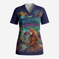 Team Punch The Monkey Scrub Top Baby Monkey Stay Strong Graffiti Style