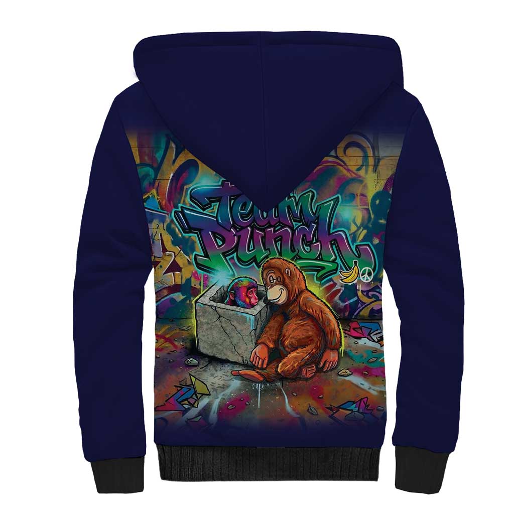 Team Punch The Monkey Sherpa Hoodie Baby Monkey Stay Strong Graffiti Style