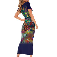 Team Punch The Monkey Short Sleeve Bodycon Dress Baby Monkey Stay Strong Graffiti Style